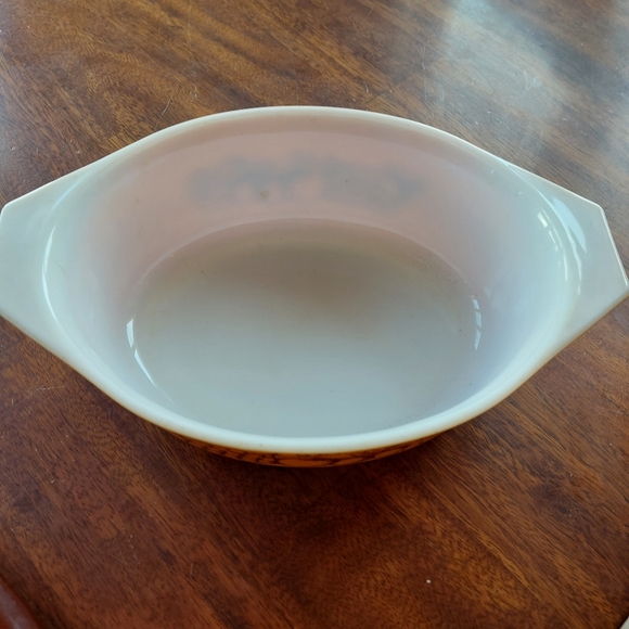 Vintage Pyrex 2.5 Qt 045 Old Orchard Harvest Casserole Covered With Brown Lid - Picture 5 of 7